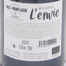 vin rouge - L’Envie Cahors bio sans sulfite