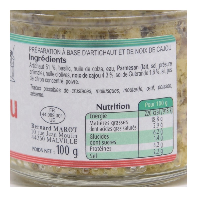Tartinades Artichaut et cajou façon pesto
