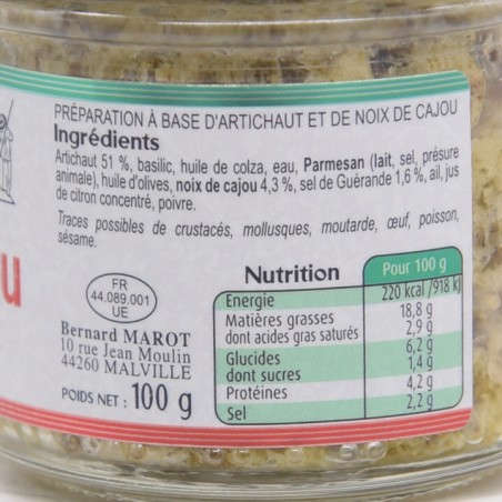 Tartinades Artichaut et cajou façon pesto