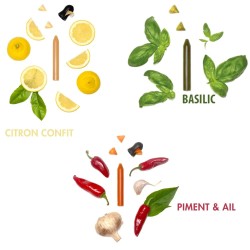 Coffret 3 crayons OCNI citron confit, piment et ail, Basilic