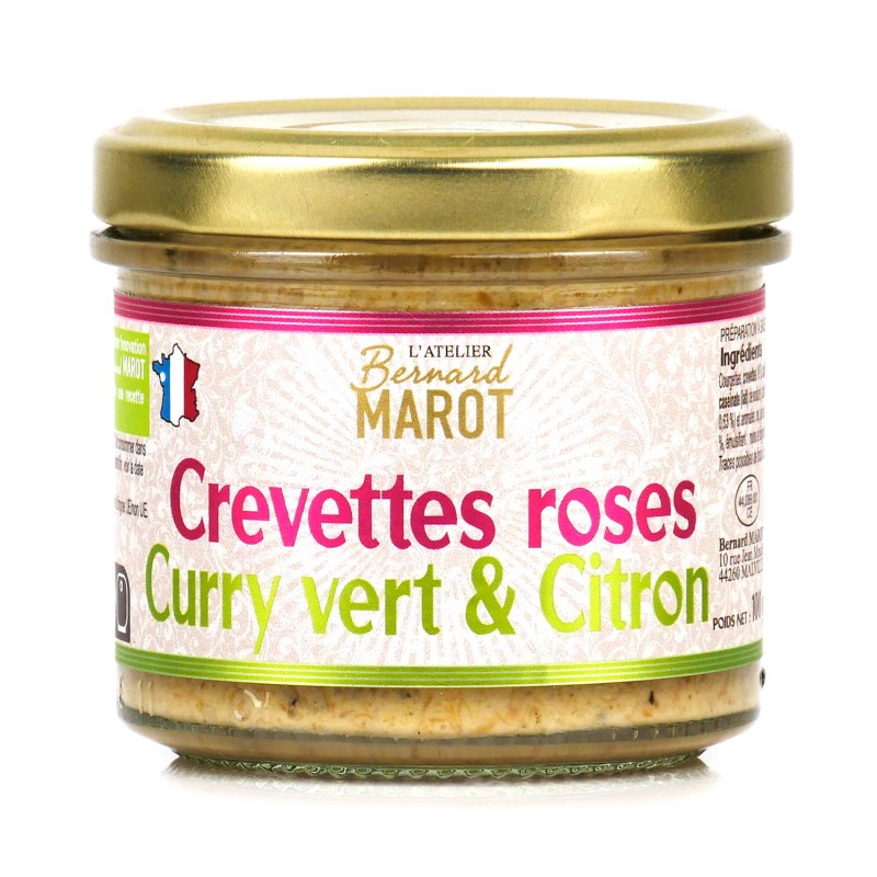 Rillettes de crevettes roses et curry vert