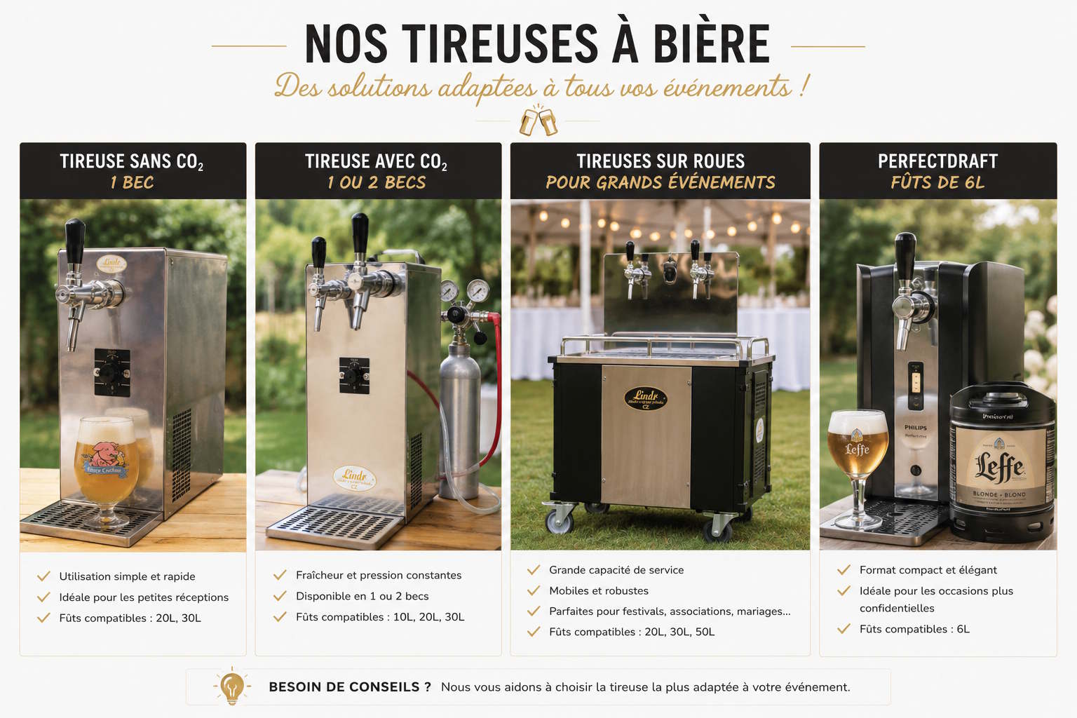 Quel type de tireuse est proposé ?